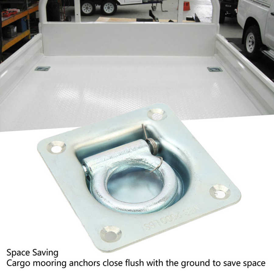 4PCS Recessed Trailer Rope Ring Towing Hook Carbon Steel 2000lb Maximum Breaking Force Trailer Tie Downs for Vans Trailers