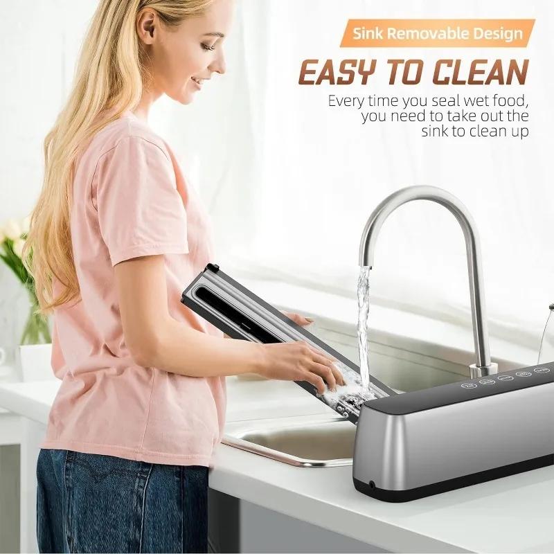 Машина для вакуумной упаковки пищевых продуктов Автоматическая система герметизации для хранения пищевых продуктов Режимы сухой и влажной еды Светодиодный индикатор Автоматические герметики