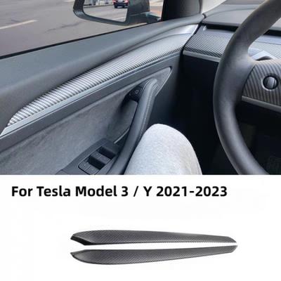 Для Tesla Model Y 3 Матовый Карбон Внутренняя Накладка Панели Отделки Передней Двери Подлокотник Обертка Чехол