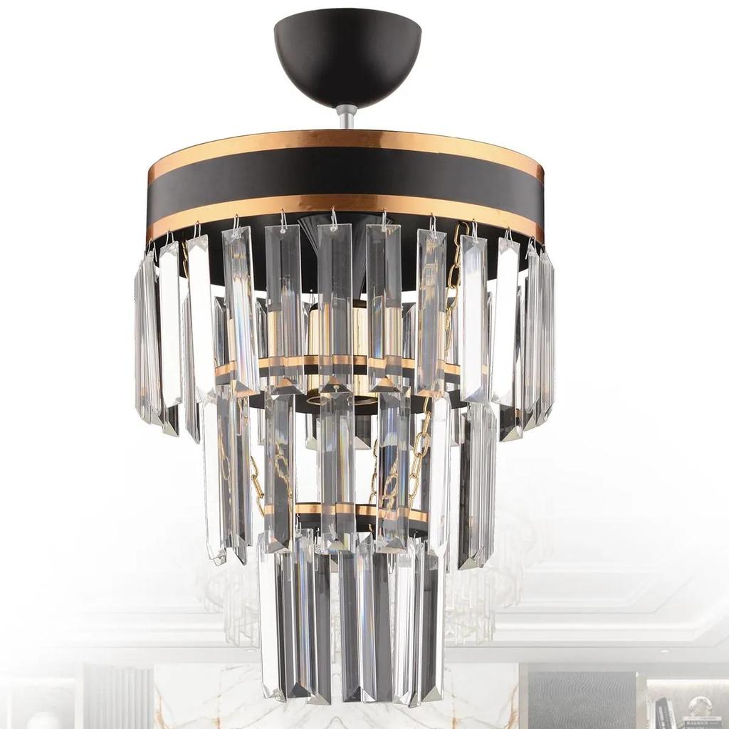 Одиночная трехъярусная хрустальная современная люстра — 4 разных варианта цвета