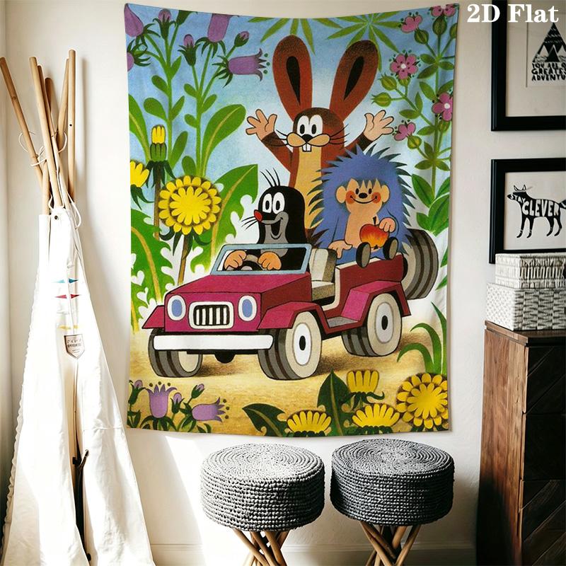 Cartoon Mole Pattern Home Decor Tapestry, Wall Hanging, Decorative RV Wall Cloth.SGT0917361
