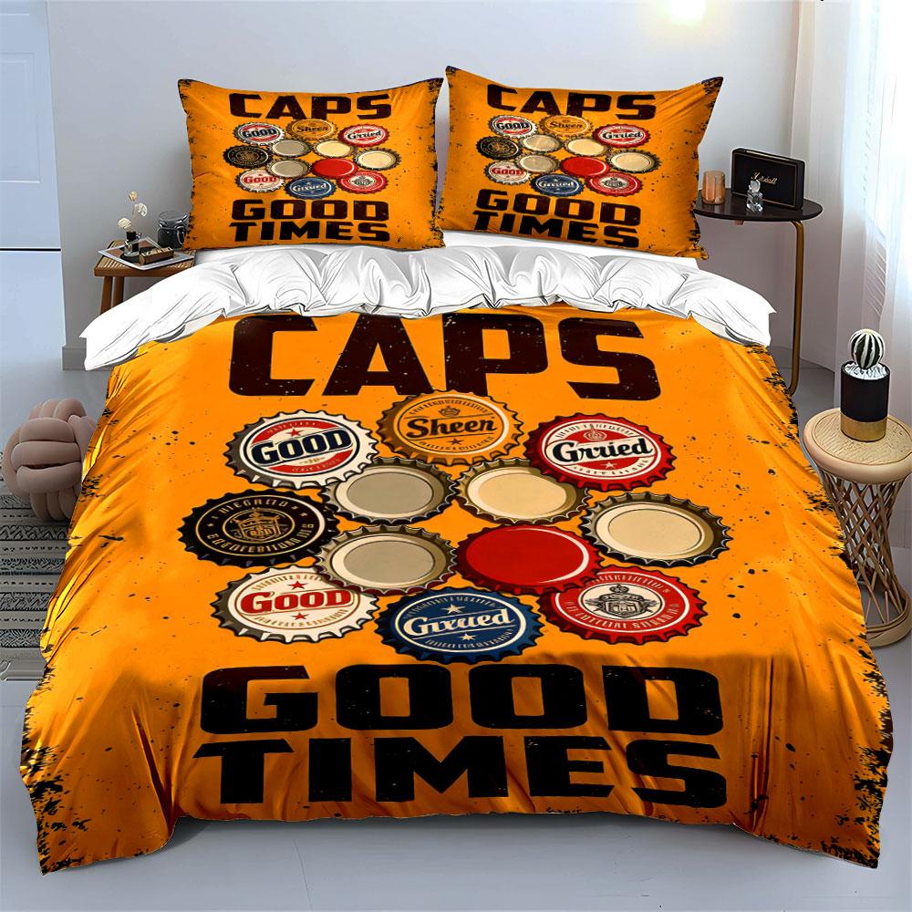 Bottle caps and text. Bedding sets Duvet cover sets Duvet covers Pillowcases(1 * Duvet Cover 2 * Pillowcases without duvet insert)