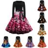 Women's Casual Fashion Halloween Printed Round Neck Vintage Dress