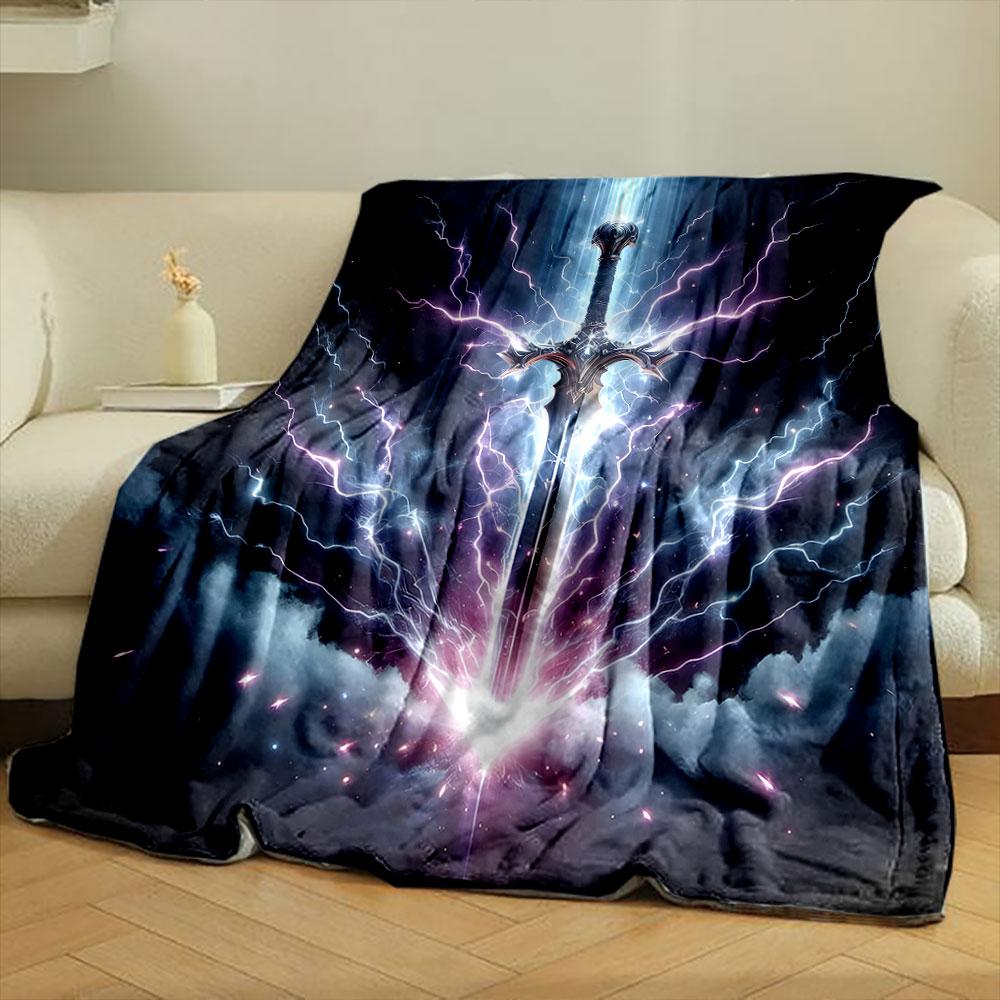 "Lightning Sword in Mystic Clouds" print blanket soft and cozy perfect for the living room bed sofa or a nap,gift