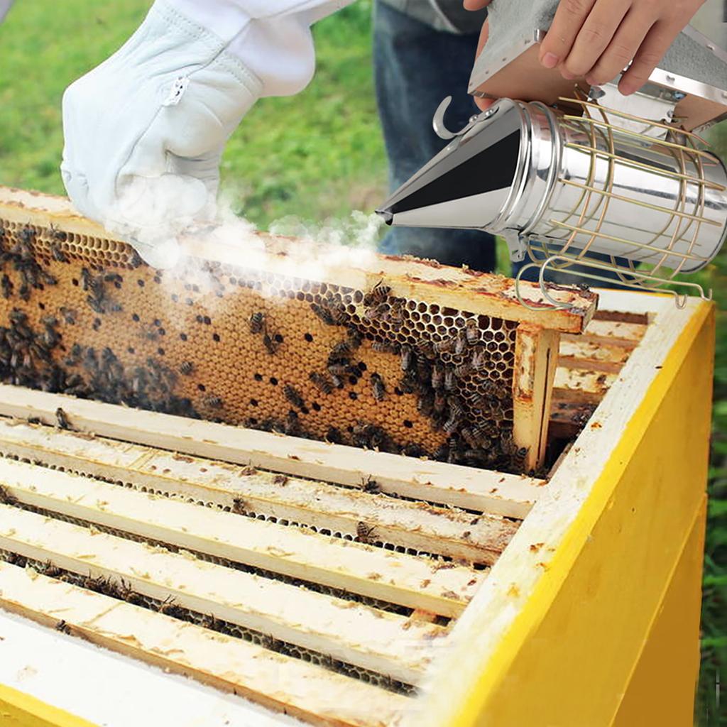 Galvanized Iron Beehive Smoker with Heat Shield Beekeeping Equipment