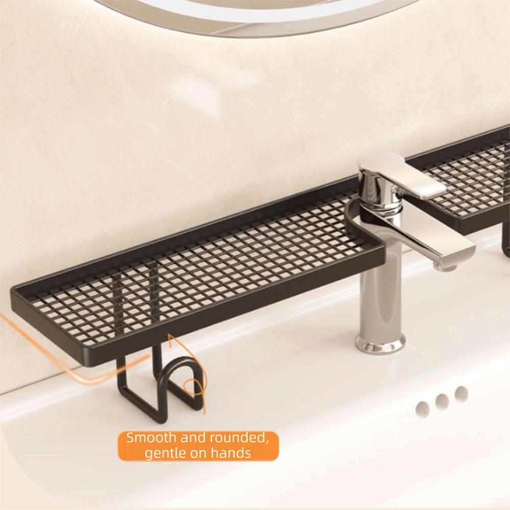 No-Drill Faucet Sink Shelf Large Capacity Faucet Drain Organizer Cosmetics Stand Bathroom