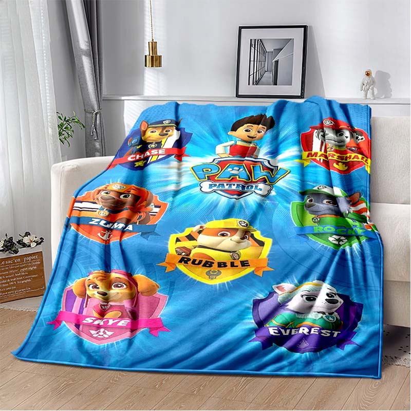 PAW Patrol Cartoon Printed Flannel Blanket Soft Warm All Season Throw For Kids Bedroom Sofa Indoor Home Decor Housewarming Gift