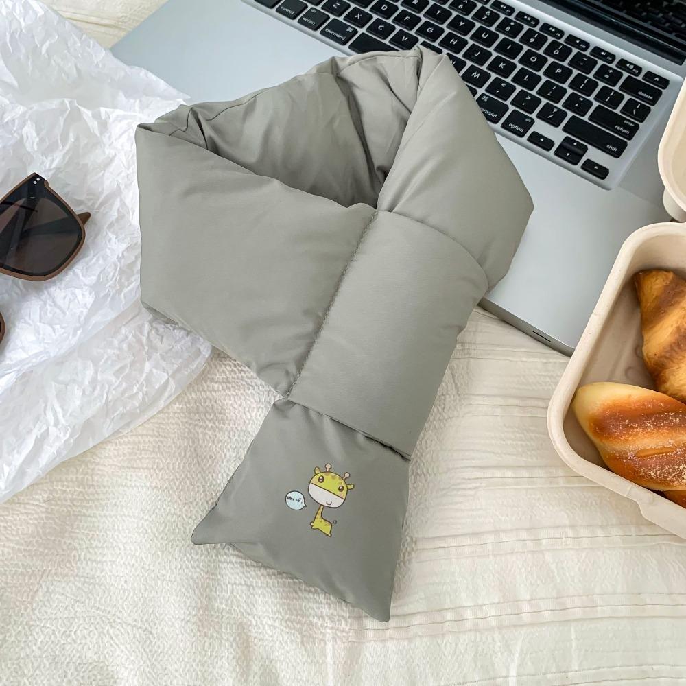 Windproof Down Cotton Scarf Solid Color Thermal Warm Scarf Fashion Winter Cross Scarf Outdoor