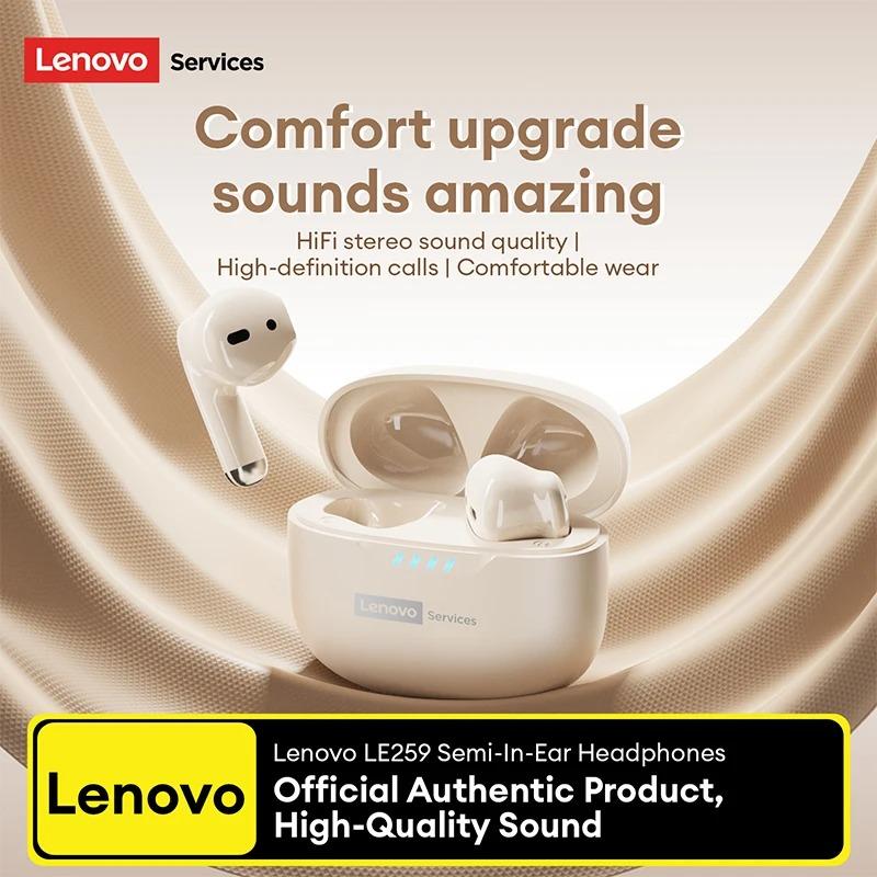 Оригинальные Bluetooth 6.0 наушники Lenovo LE259 Беспроводные наушники HIFI Игровые с шумоподавлением Наушники для тренировок Воспроизведение музыки Стерео Спортивные наушники