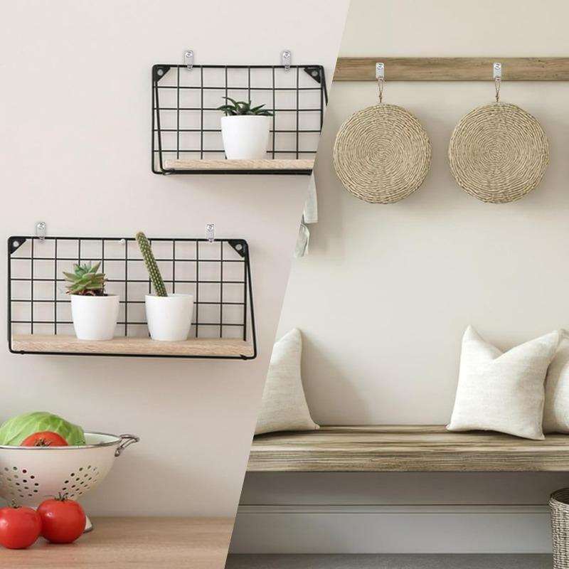 20/2Set Wall Mount Picture Frames Hooks with Screws Stainless Steel Photo Mirror Hanging Hanger Bag Clothes Holder J-Shaped Hook