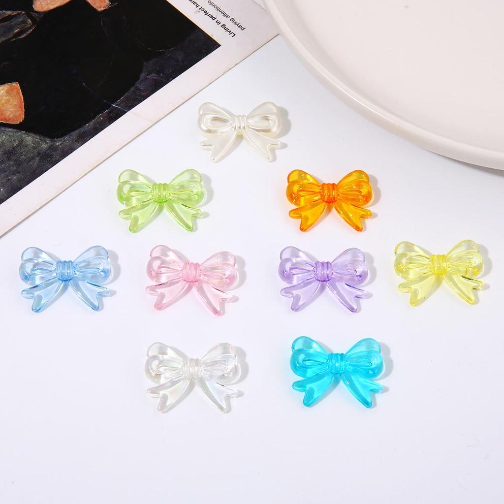 4Pcs Plastic Acrylic Shiny Color Butterfly Bowknot Bows Beads Charm for Necklace Bracelet Earring Hair Ornaments Making DIY Jewelry Accessories