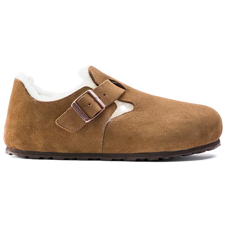Birkenstock London Shearling Suede Leather Narrow Fit 'Tea' 1014963
