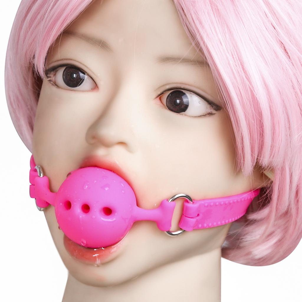 SM gag sex ball with hole soft rubber gag large, medium and small full silicone gag export source sex gag