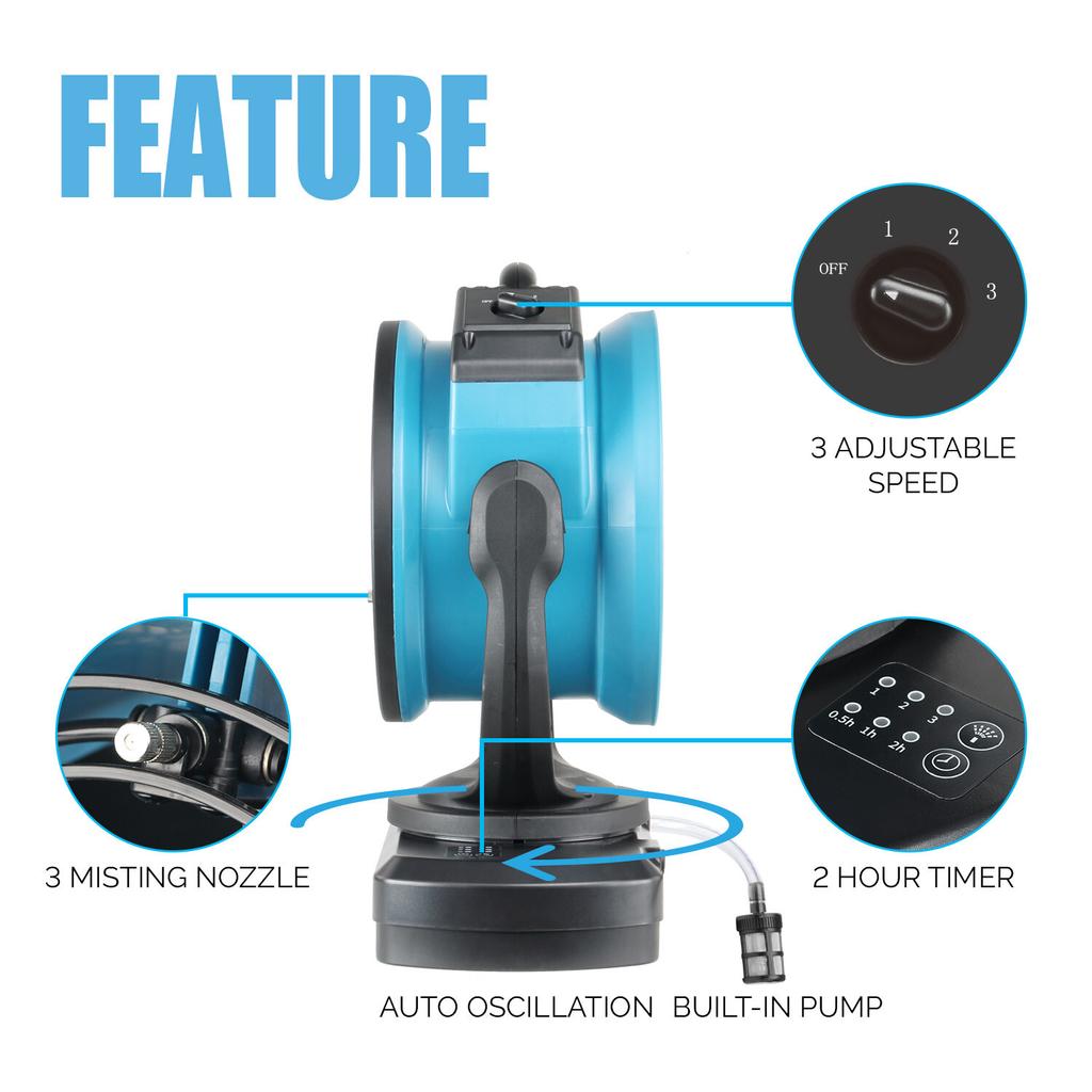 XPOWER Многоцелевой oscillating misting fan FM-68WK со встроенным водяным насосом и WT-45 Мобильный водяной резервуар Колеса и Насос Циркуляторы воздуха Бак 45 л