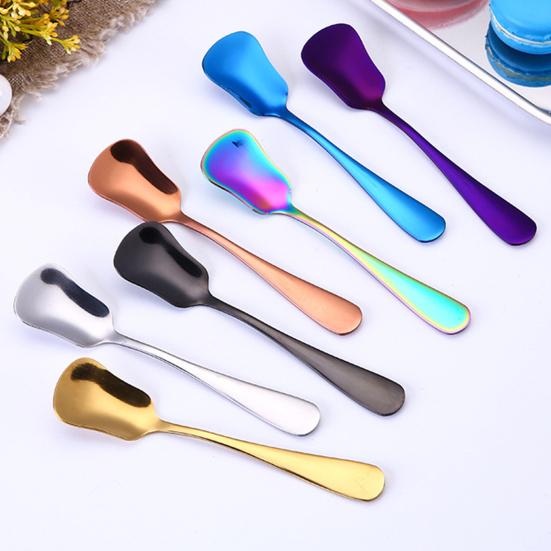 Yousheng Stainless Steel Spoon Gourd Shape Long Handle Colorful Dessert Cake Soup Salad Coffee Ice Cream Scoop Kitchen Utensil Cutlery Flatware