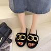 Fashion 2025 New Winter Plush Slippers Fashion Open Toe Solid Color Women's Sandals Metal Chain Casual Women's Shoes Fashion Shoes