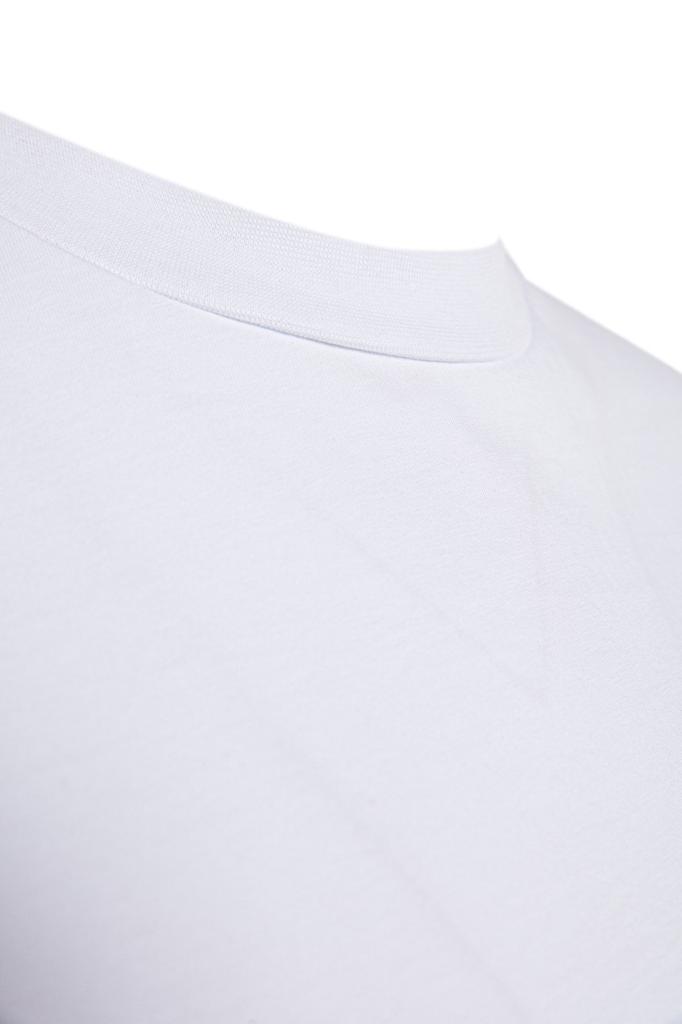 Women's Style Plus Size White Navy Blue Ribbed Collar Boyfriend Knitted T-shirt