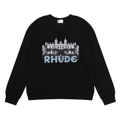 Трансграничный нишевый тренд красоты Rhude мужской и женский свитшот с круглым вырезом, высококачественный хлопок, махровая ткань, принт высокого разрешения с изображением замка