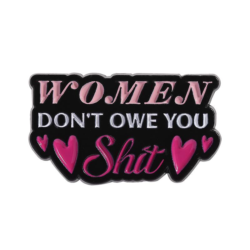 Love Theme Black Nickel Painted Enamel Pin Strong Women Empowerment Brooch Lapel Badge Jewelry Gift for Friends