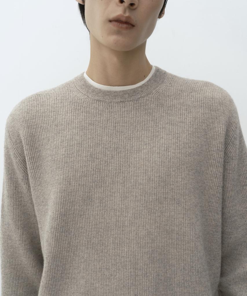 MUSINSA STANDARD [Victoria Wool] Minimal Ribbed Crop Knit [Oatmeal]