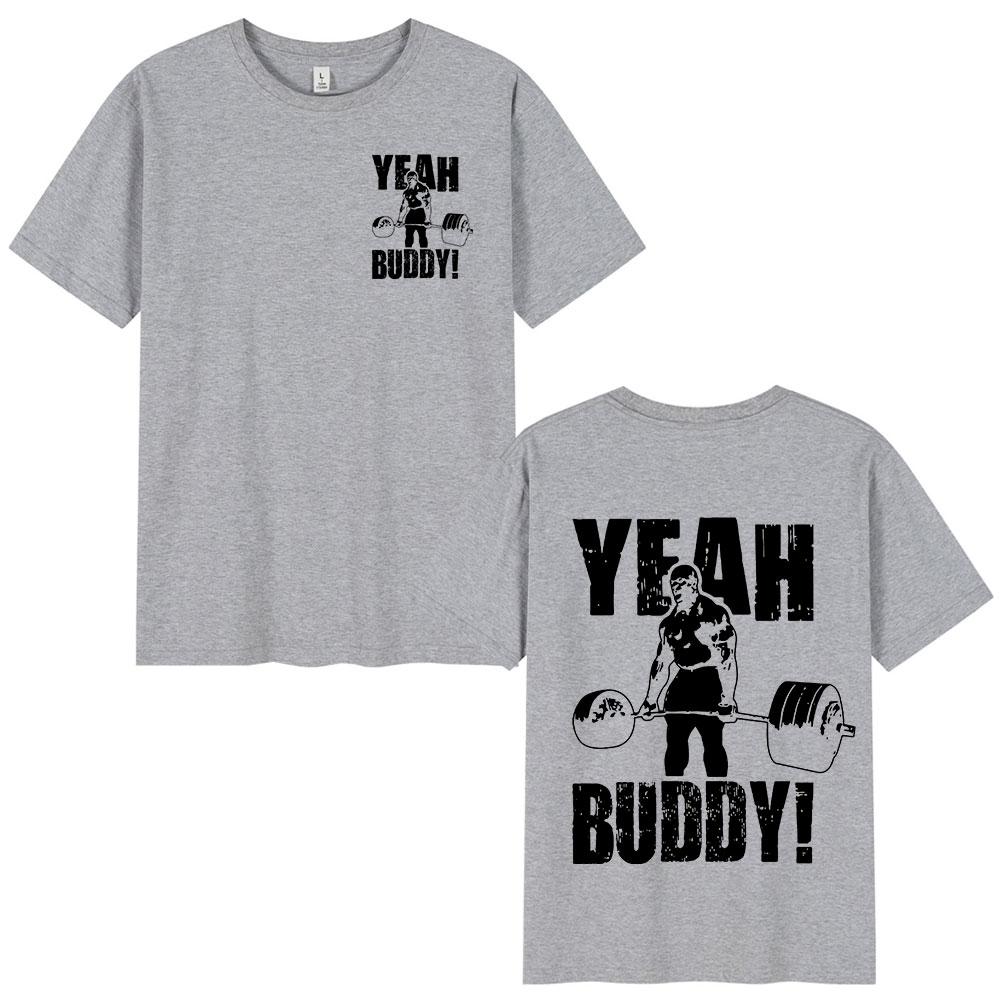 Ронни Колеман Мужская футболка Yeah Buddy Тренажерный зал Легкая детская футболка Мужская одежда Круглый вырез Хлопок Футболки с коротким рукавом Уличная одежда