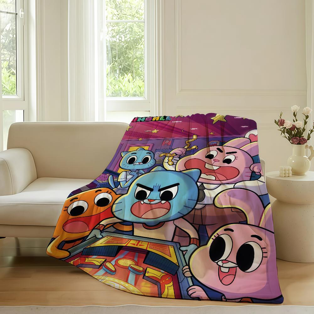 Мультяшное одеяло The Amazing World of Gumball для дивана, офиса, кровати, самолета, путешествий, сна, чтения, отдыха, кемпинга. Мягкое и теплое
