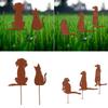 Metal Animal Yard Decor Garden Art Rusted Animals for Outside Decorations Outdoor Decorative Stake Lawn Accessory