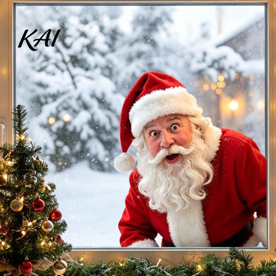 Holiday Glass Clings Creative Santa Claus Static Window Cling, Glue?Free Christmas Sticker, Festive Home Decor Reusable for Living Room Shop