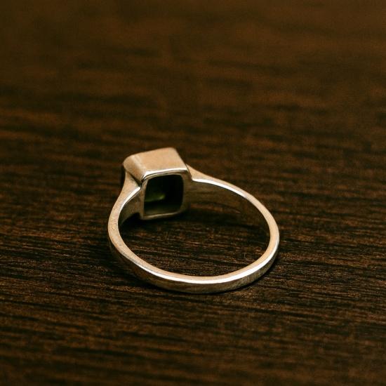 Green Signet Emerald Ring, 925 Sterling Silver, Square Cut Gemstone, Men's Bold Jewelry