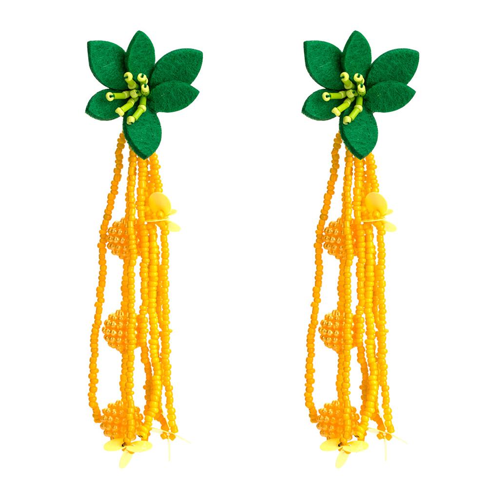 Women Chic Flower Braided Tassel Earring Bohemian Style Eardrop