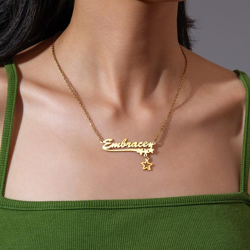 NEWNORTH Custom Letter Necklace Stainless Steel Personality Hanging Love Pendant DIY Design English Name Clavicle Chain Necklace