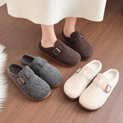 Зимние новые ретро женские полушлепанцы для улицы, бархатные, утепленные, теплые, домашние тапочки, повседневные хлопковые туфли