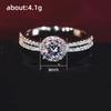 New Temperament Round Cubic Zirconia Wedding Rings for Women Exquisite Female Finger Accessories Party Jewelry