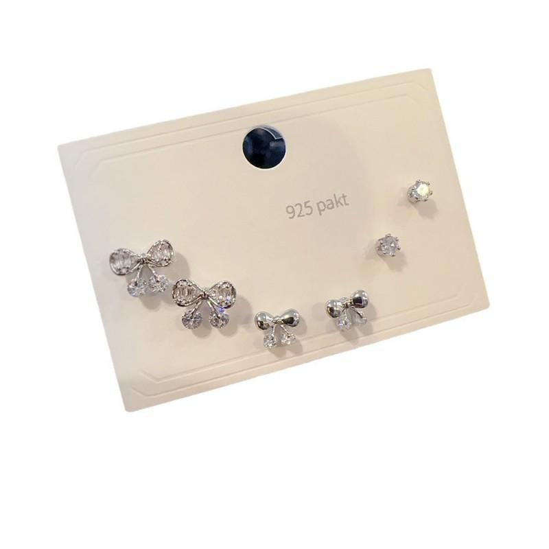 Delicate Mini Stud Earrings Set 3 Pairs Multi-Design Tiny Zircon Micro-Paved Ear Jewelry Women