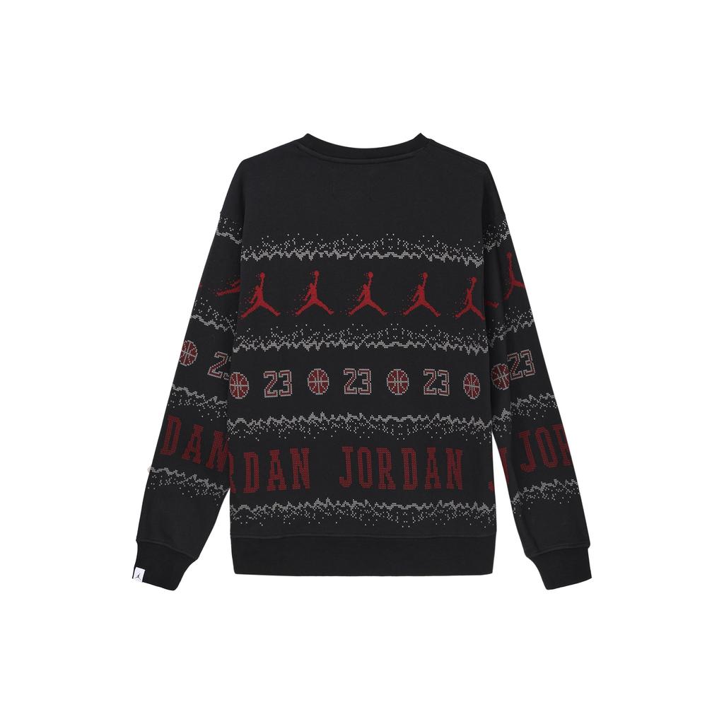 Jordan Essentials Holiday с логотипом и принтом на флисовой подкладке, повседневная толстовка с длинными рукавами, мужские топы, черные FD7464-010