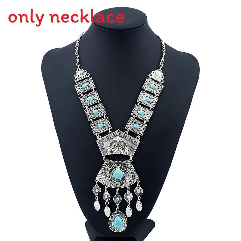 Style Simulation Ethnic Gemstone Decoration Women Metal Necklace With Tassel