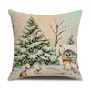 Santa Claus Linen Pillowcase Cartoon Snowman Cushion Cover Combination Outdoor Garden Party Decoration Pillowcase