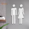 2Pcs Acrylic Bathroom Mirror Sign Adhesive Restroom Door Toilet 3D Men Women Sign Business Restaurant Office Hotel Washroom Wall Identification