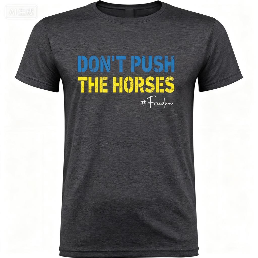 2025 Summer Dont Push The Horses Funny Meme Quote for Sarcastic Minds 100 Pure Cotton Printed Tshirt Men Short Sleeve Tops