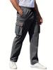 New Cargo Pants Men's Loose Straight Oversize Clothing Solid Grey Versatile Work Wear Black Joggers Multiple Pockets Casual Male Trousers