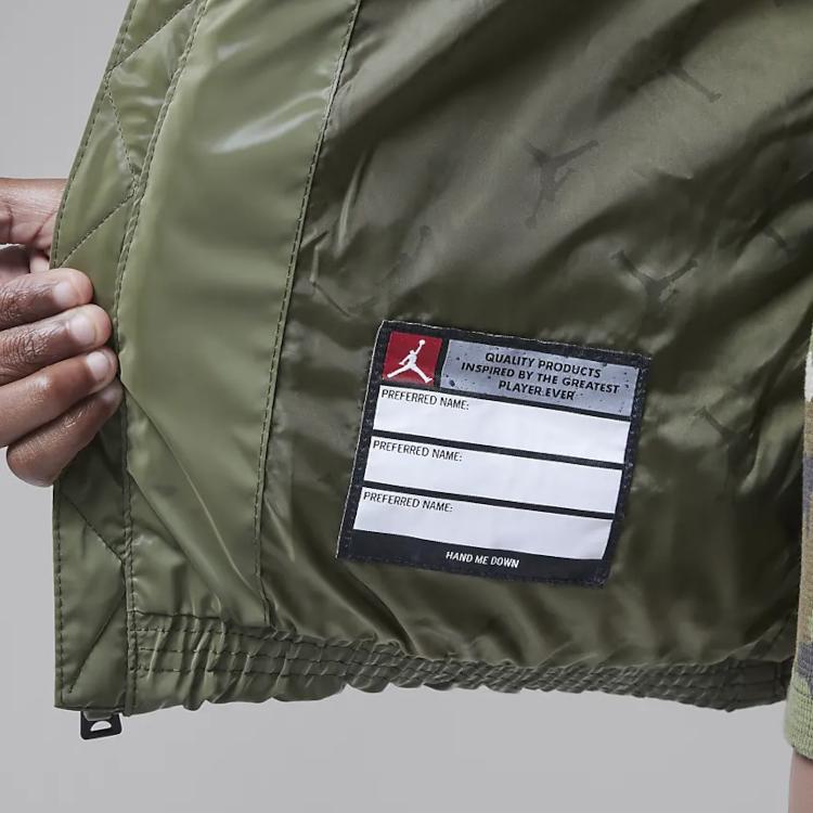 Jordan Повседневный минималистский пуховый жилет с капюшоном для детей, жилеты оливково-зеленого цвета HQ8075-222