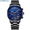 CRRJU New Men's Steel Band Sports Watch Fashion Business Multi-functional Six-pin Chronograph Watch