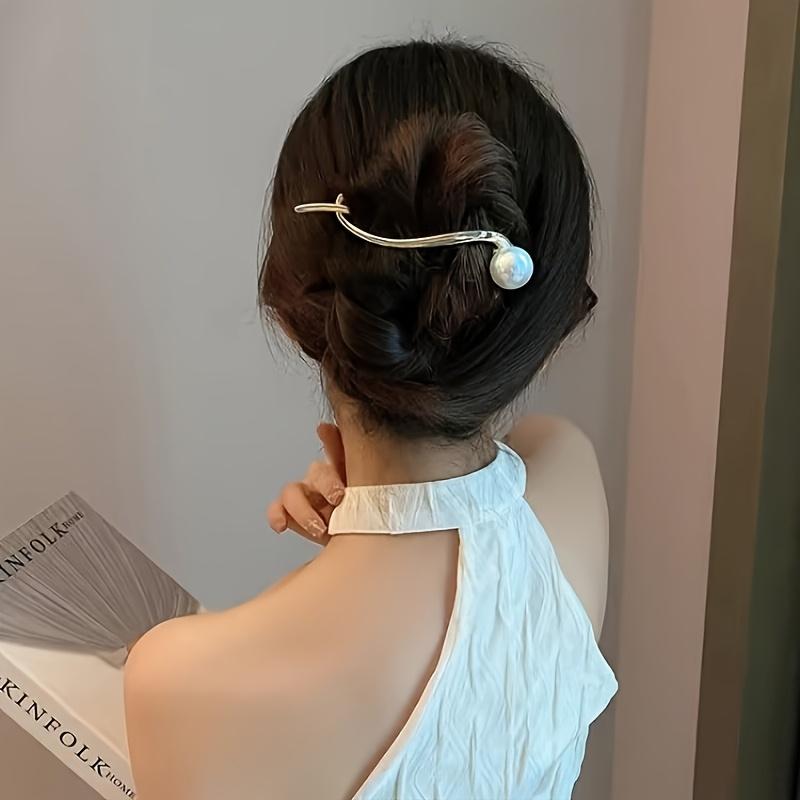 Элегантные заколки для волос с жемчугом и стразами - 4 шт., золотистая закручивающаяся застежка, идеально подходят для женских причесок на День святого Валентина