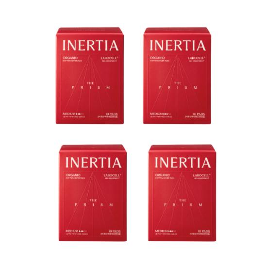 Inertia The Prism Organic Cotton Sanitary Pads Medium – 24cm Winged Period Pads, 10 Pads × 4 Packs (40 Count)
