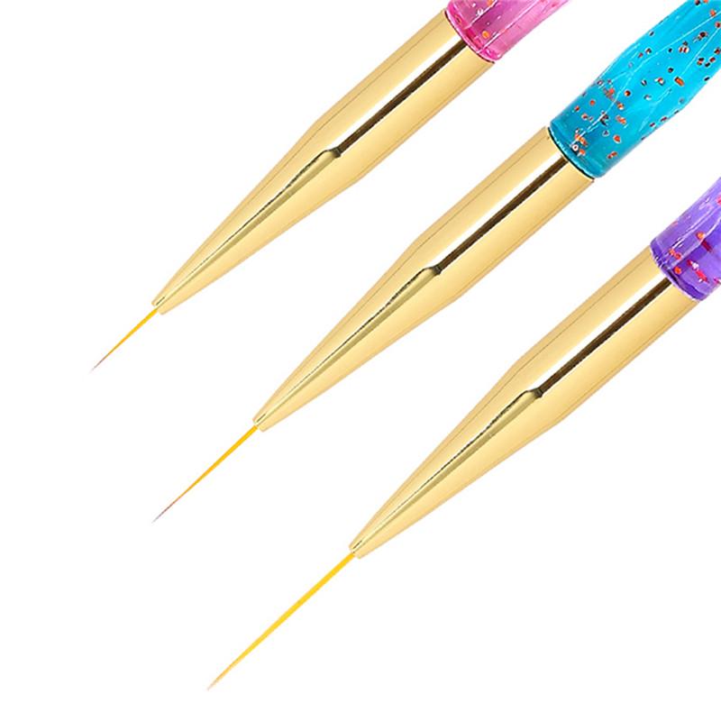 3 шт. Инструмент для маникюра Светотерапия Ручка для вытягивания 3 палочки Цветной пластик Кисть для цвета Ручка для прорисовки контура