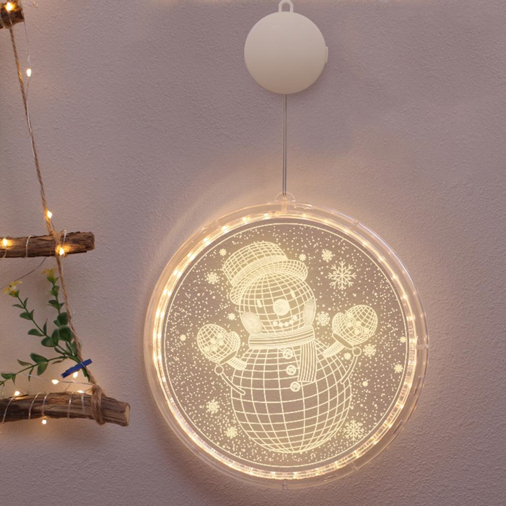 Рождественские огни 3D подвесные светильники Украшение комнаты Моделирование Спальня Праздничное украшение Окно Снеговик