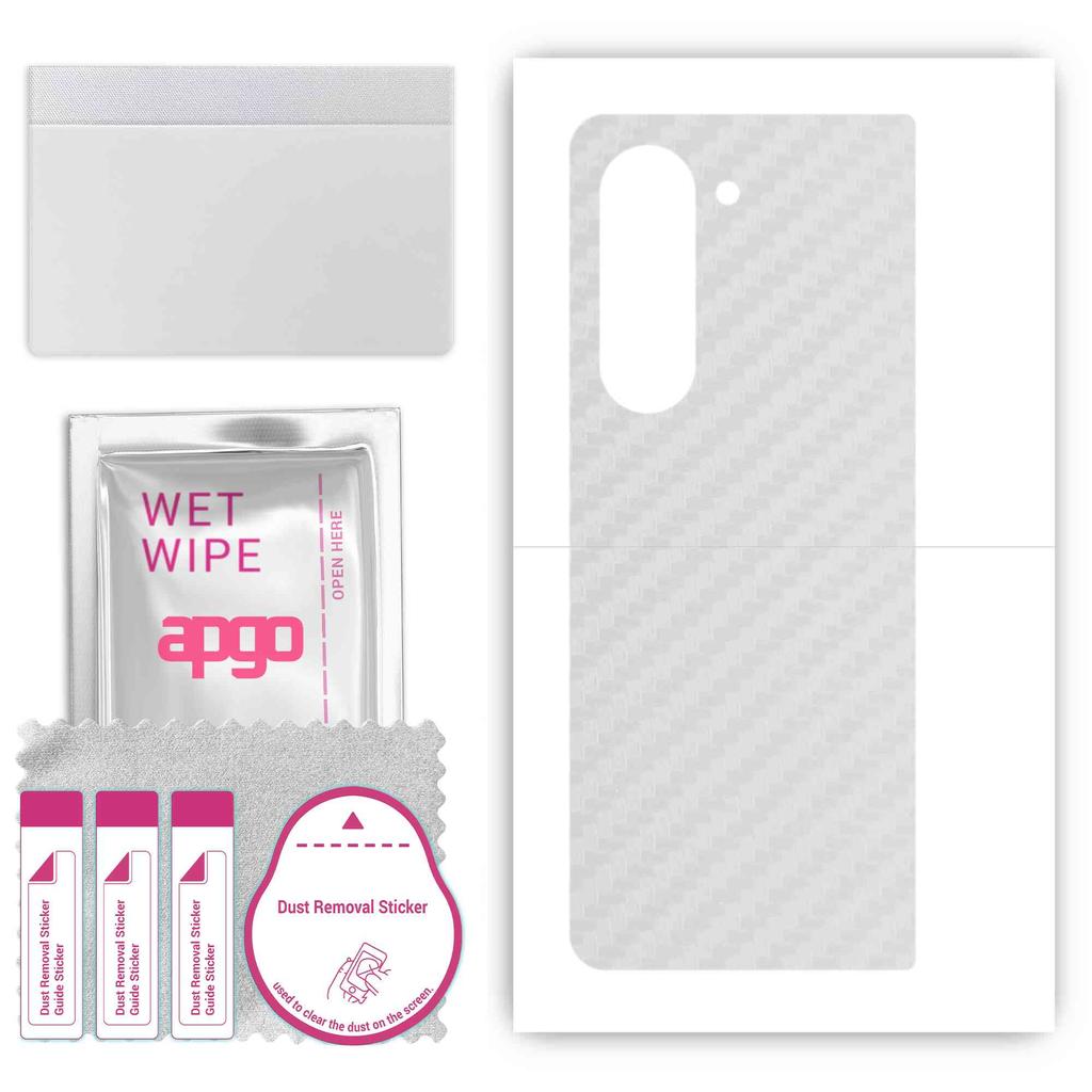 apgo Protective Skin Sticker for the Back Compatible with Samsung W24, Wrap Film, Foil, Vinyl - Pattern Transparent Carbon