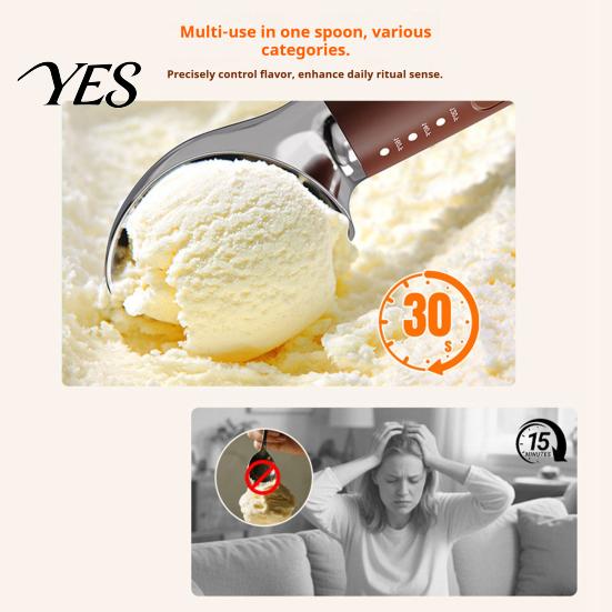 Wireless Ice Cream Spoon Heated Scoop, Electric for Hard Cream, Adjustable Temperature Scoop 3 Temps, Fast Heating, Rechargeable Self Warming