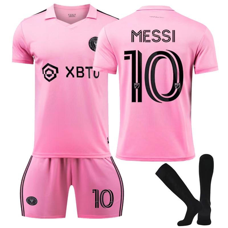 Kids Miami Messi Soccer Jersey Set Quick Dry Breathable Football Training Kit Children Sportswear