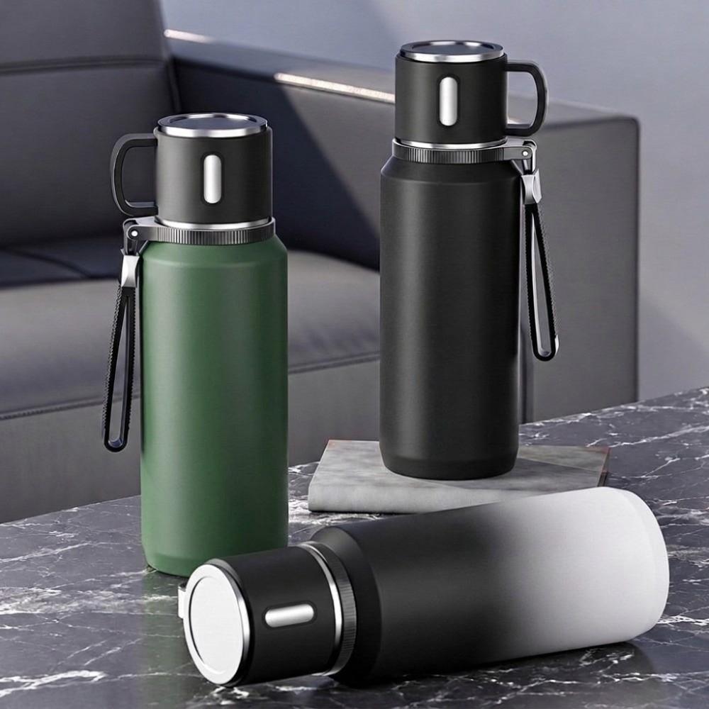 Stainless Steel Insulated Water Bottle 600/1000/1500ml Leak Proof Thermos Bottle Portable With Rope Handle